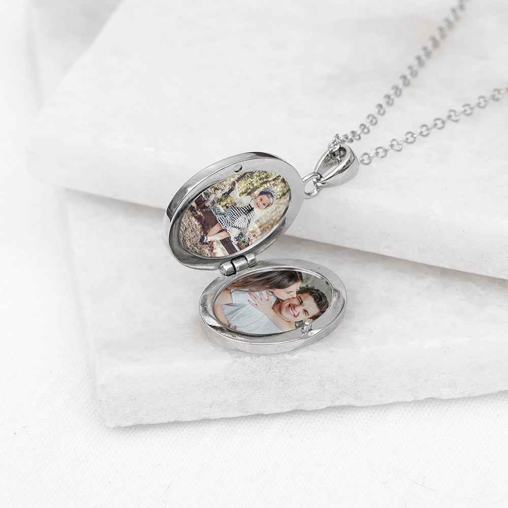 Personalized Oval Photo Locket  Necklaces Deeply Engraved