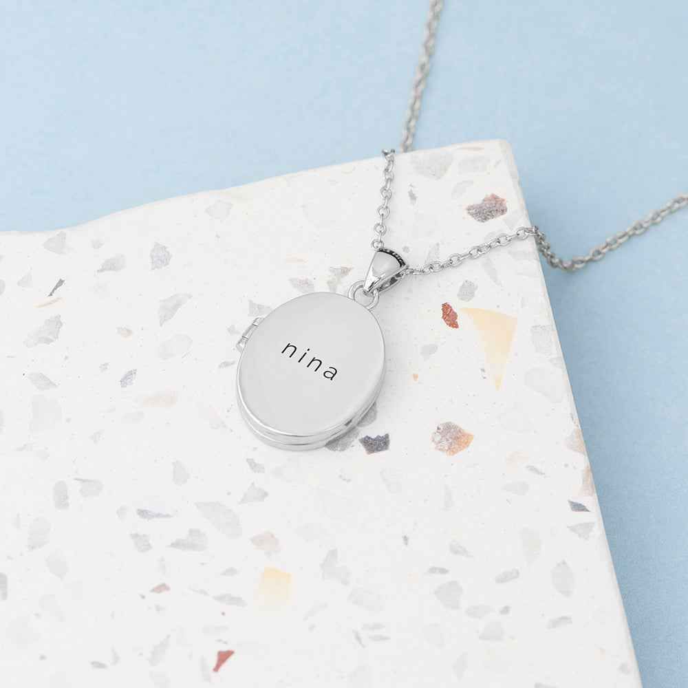 Personalized Oval Photo Locket  Necklaces Deeply Engraved
