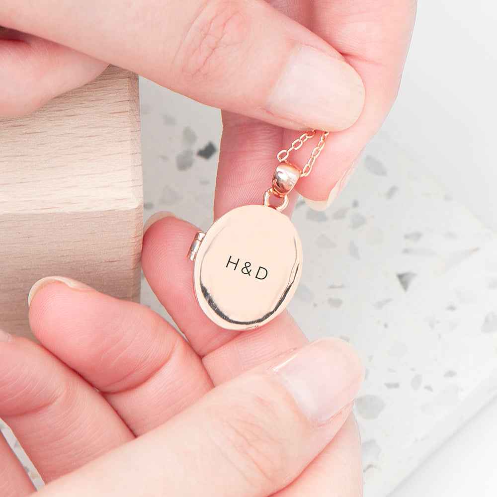 Personalized Oval Photo Locket  Necklaces Deeply Engraved
