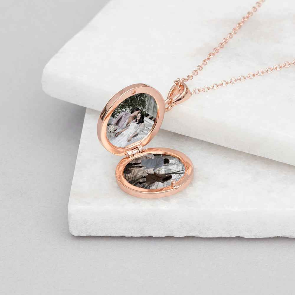 Personalized Oval Photo Locket  Necklaces Deeply Engraved