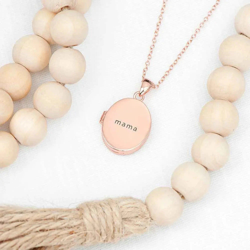 Personalized Oval Photo Locket  Necklaces Deeply Engraved