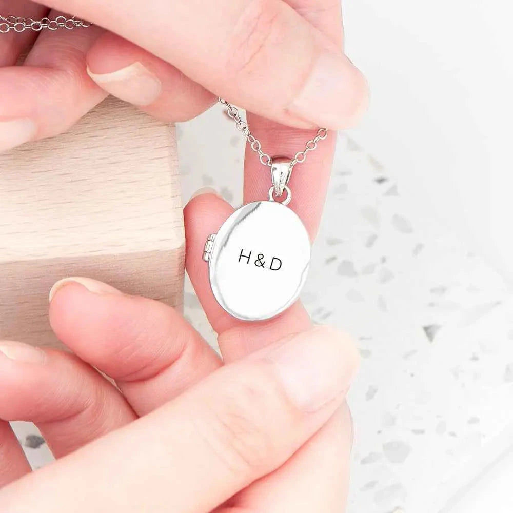 Personalized Oval Photo Locket  Necklaces Deeply Engraved