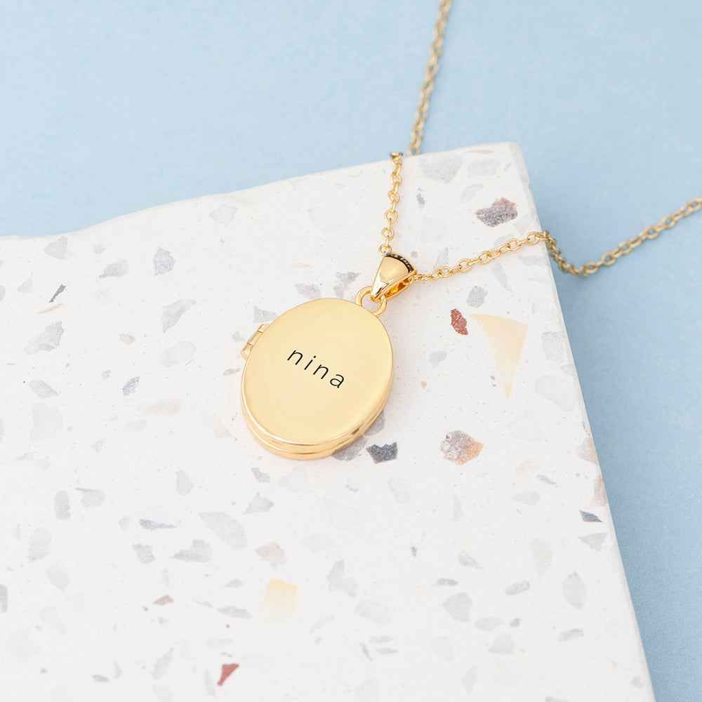 Personalized Oval Photo Locket  Necklaces Deeply Engraved