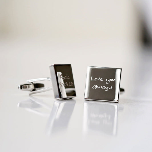 Personalized Own Actual Handwriting Cufflinks  Cufflinks Deeply Engraved