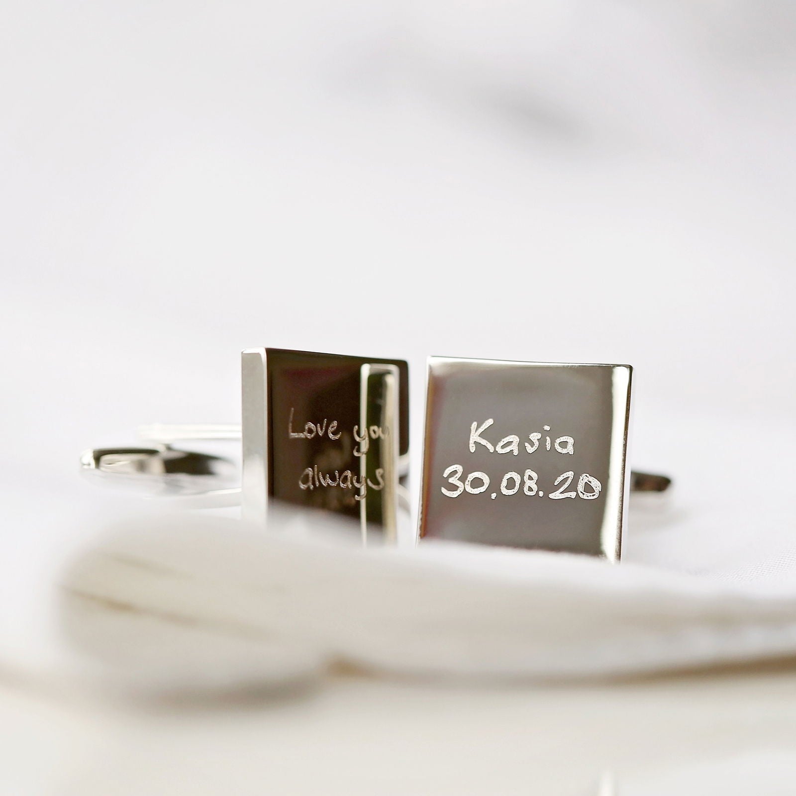 Personalized Own Actual Handwriting Cufflinks  Cufflinks Deeply Engraved