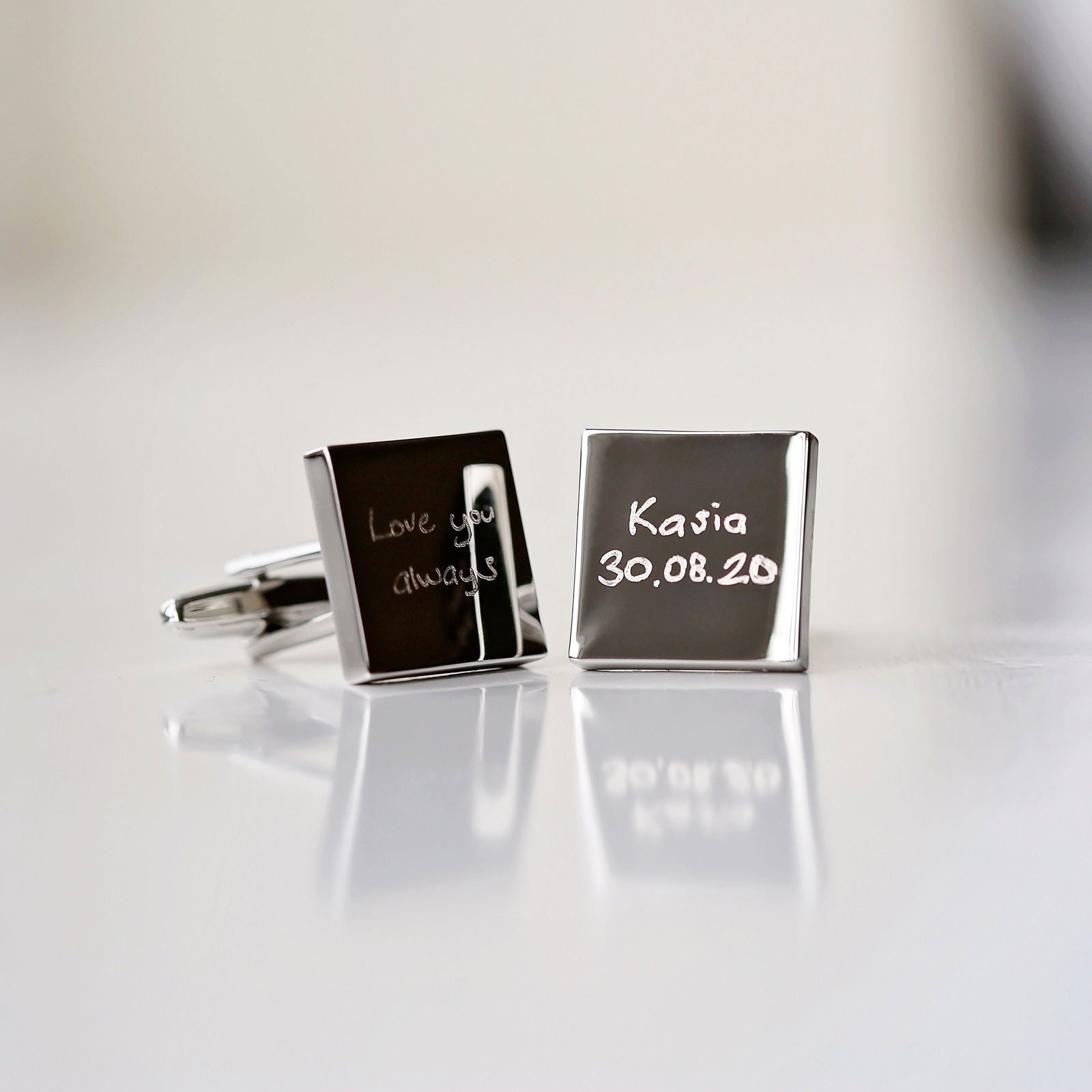 Personalized Own Actual Handwriting Cufflinks  Cufflinks Deeply Engraved