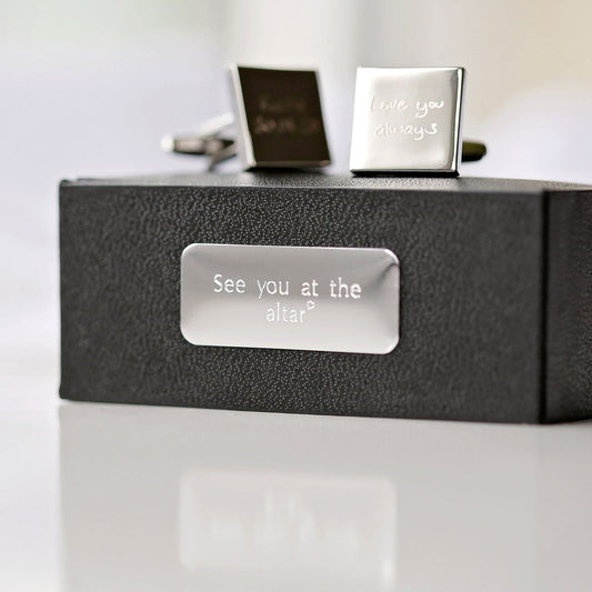 Personalized Own Actual Handwriting Cufflinks  Cufflinks Deeply Engraved