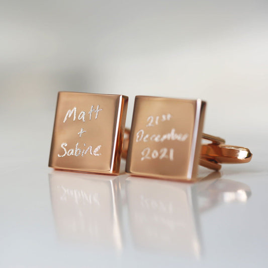 Personalized Own Actual Handwriting Cufflinks  Cufflinks Deeply Engraved