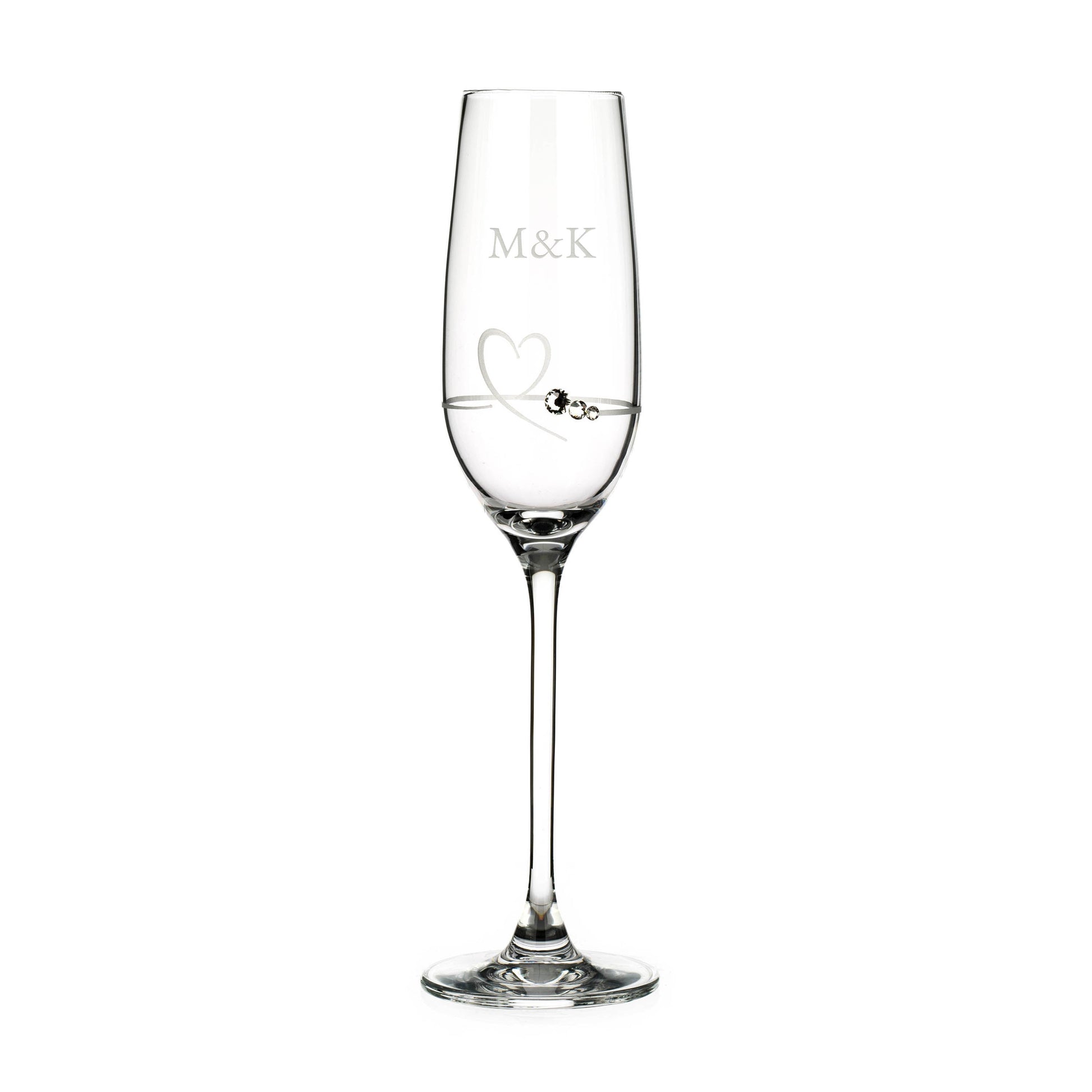 Personalized Petit Champagne Flute with Swarovski Crystals  Champagne Flute Deeply Engraved