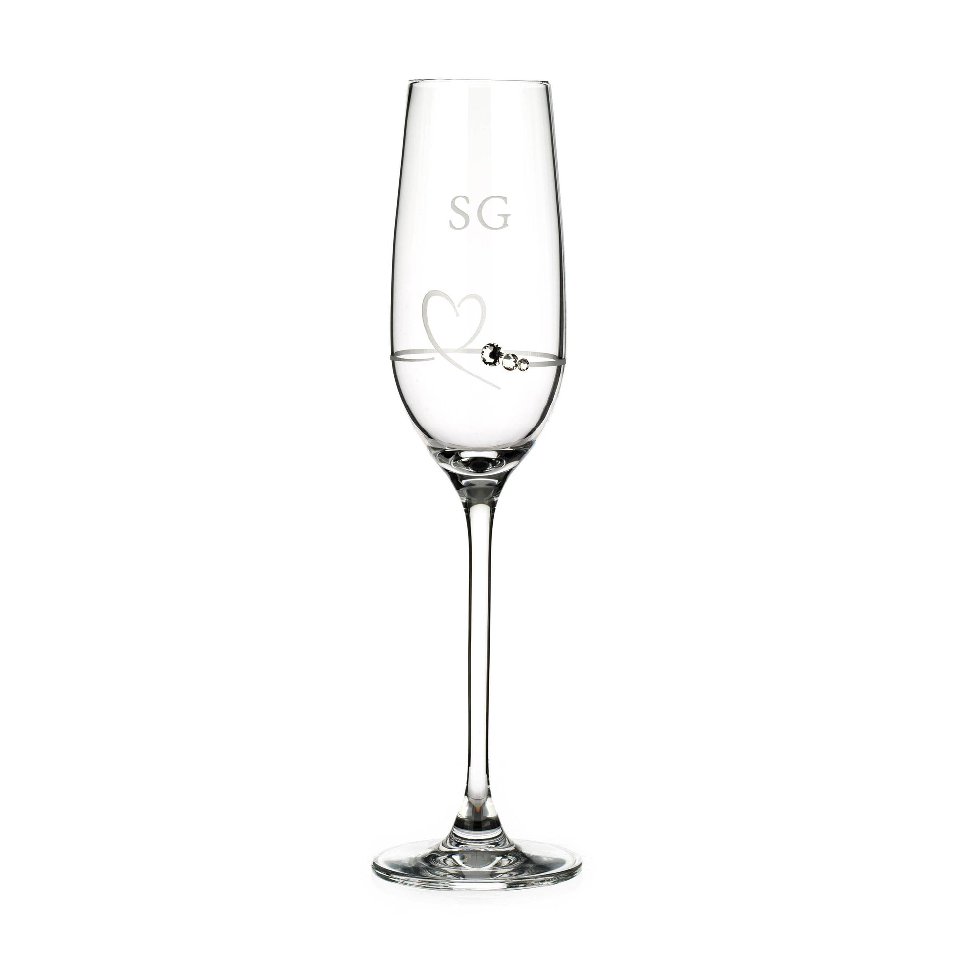 Personalized Petit Champagne Flute with Swarovski Crystals  Champagne Flute Deeply Engraved