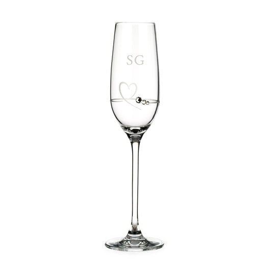 Personalized Petit Champagne Flute with Swarovski Crystals  Champagne Flute Deeply Engraved