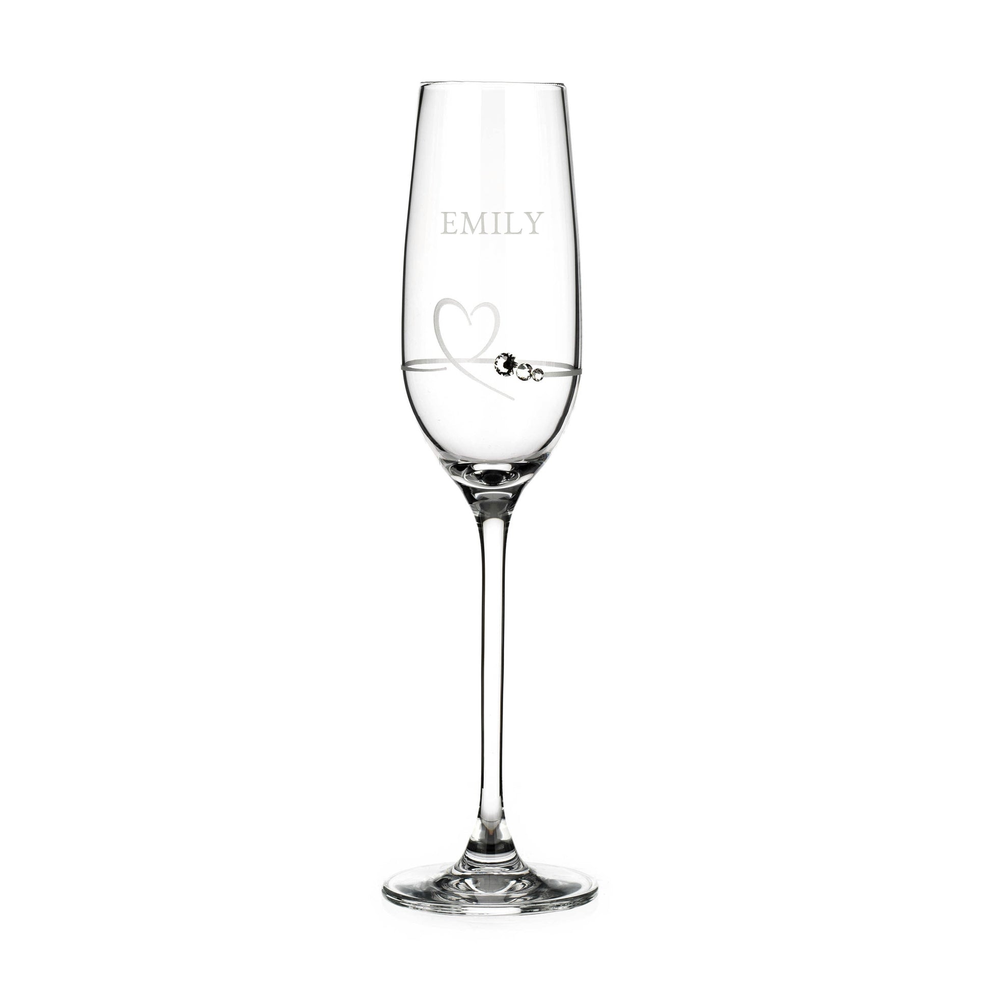 Personalized Petit Champagne Flute with Swarovski Crystals  Champagne Flute Deeply Engraved