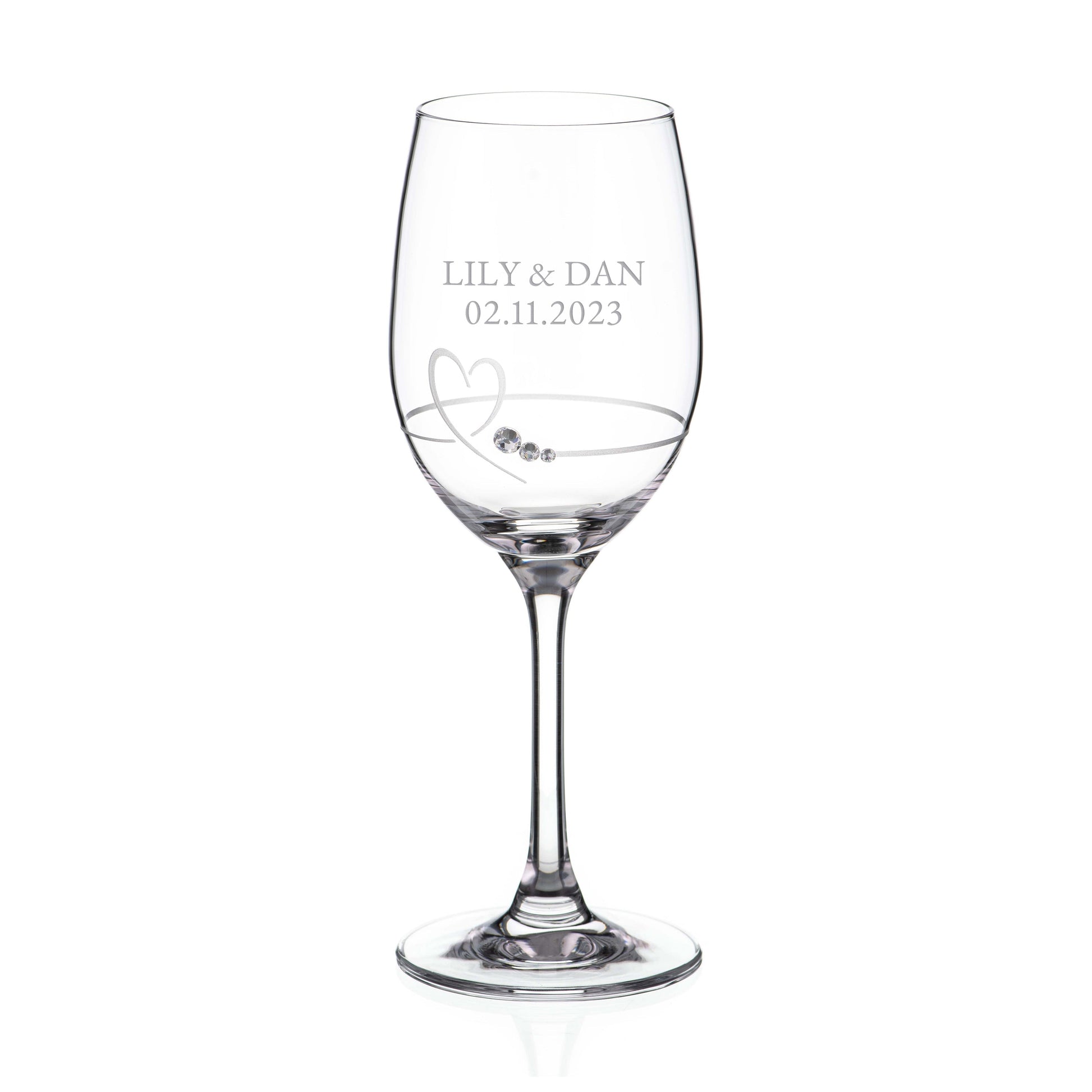 Personalized Petit Wine Glass with Swarovski Crystals  Wine Glasses Deeply Engraved
