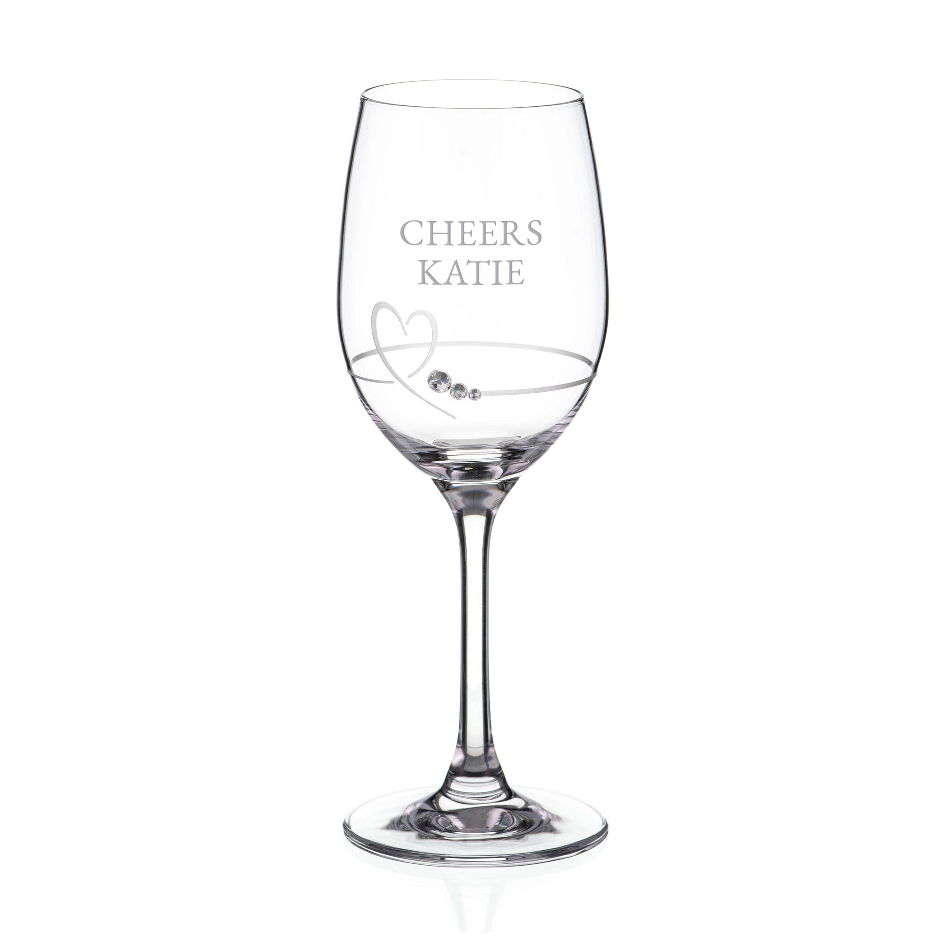 Personalized Petit Wine Glass with Swarovski Crystals  Wine Glasses Deeply Engraved