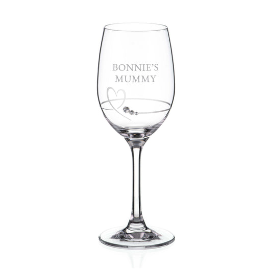 Personalized Petit Wine Glass with Swarovski Crystals  Wine Glasses Deeply Engraved