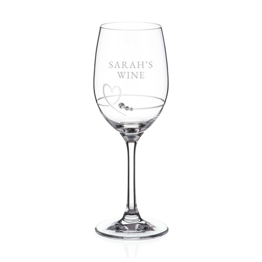 Personalized Petit Wine Glass with Swarovski Crystals  Wine Glasses Deeply Engraved