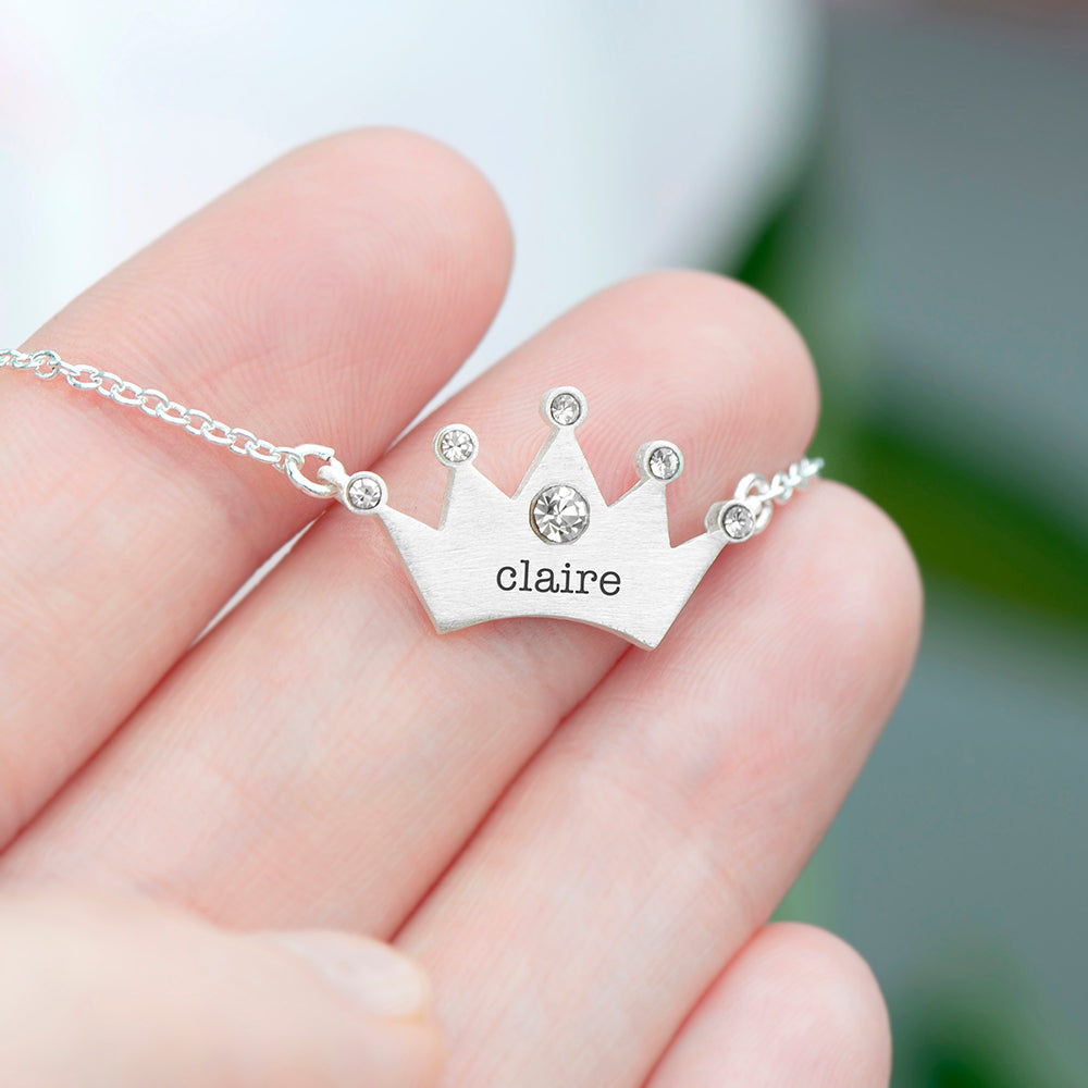 Personalized Princess Crown Necklace  Necklaces Deeply Engraved