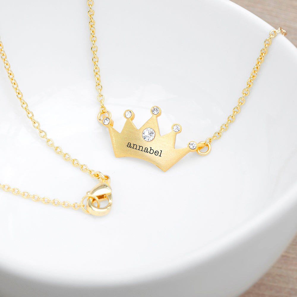 Personalized Princess Crown Necklace  Necklaces Deeply Engraved