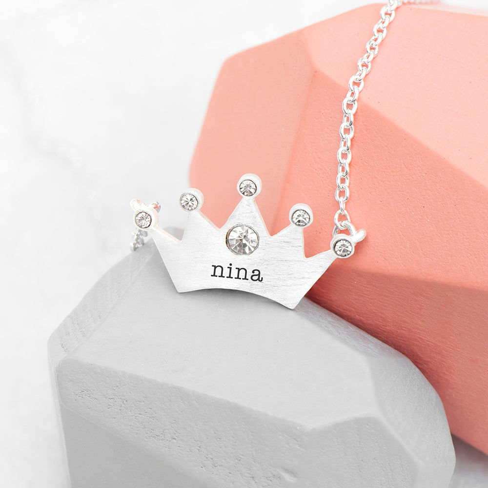 Personalized Princess Crown Necklace  Necklaces Deeply Engraved