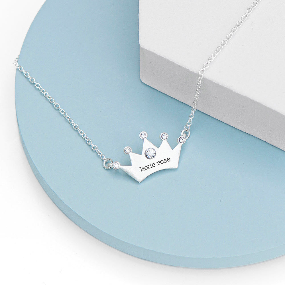 Personalized Princess Crown Necklace  Necklaces Deeply Engraved