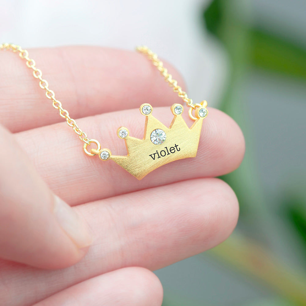 Personalized Princess Crown Necklace  Necklaces Deeply Engraved