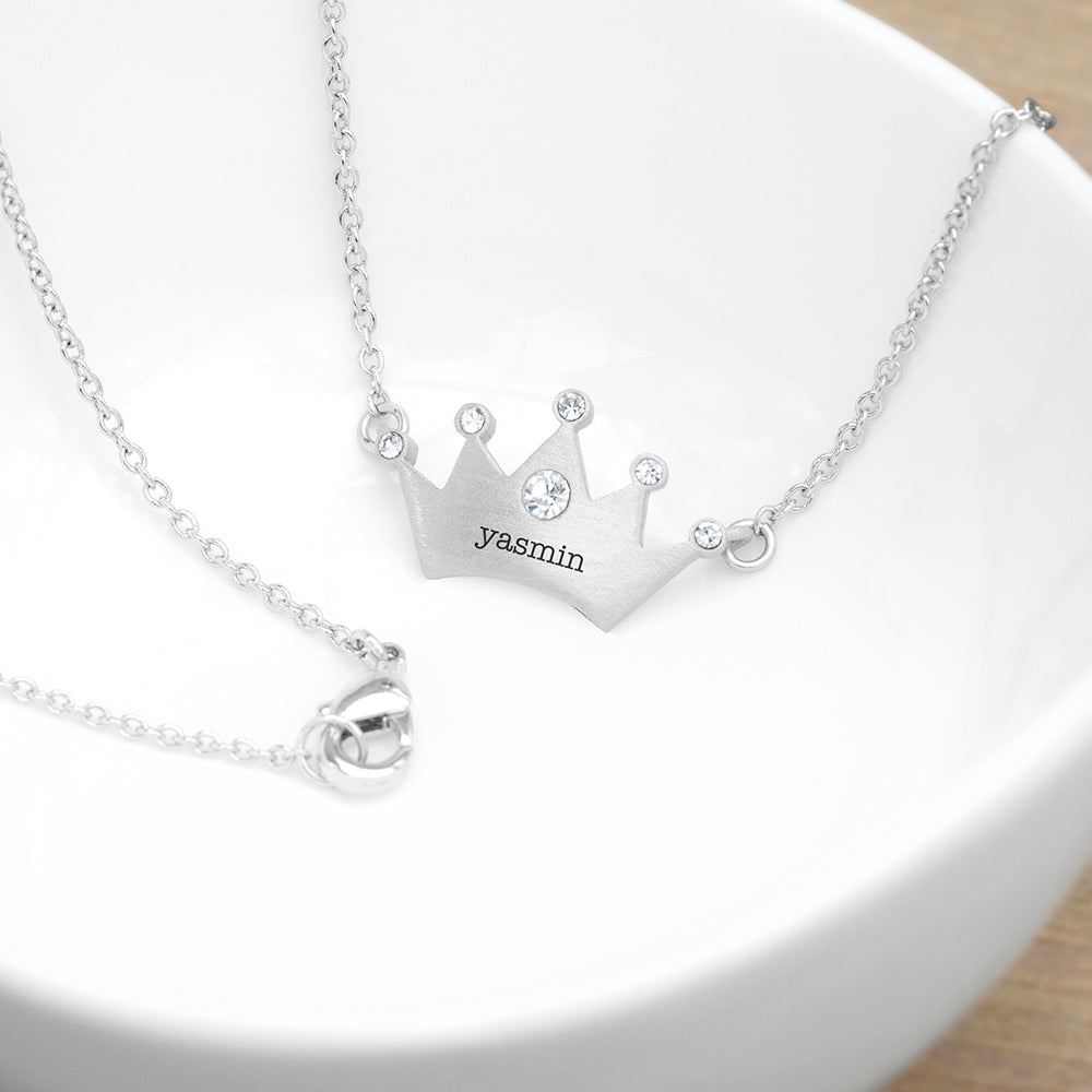 Personalized Princess Crown Necklace  Necklaces Deeply Engraved