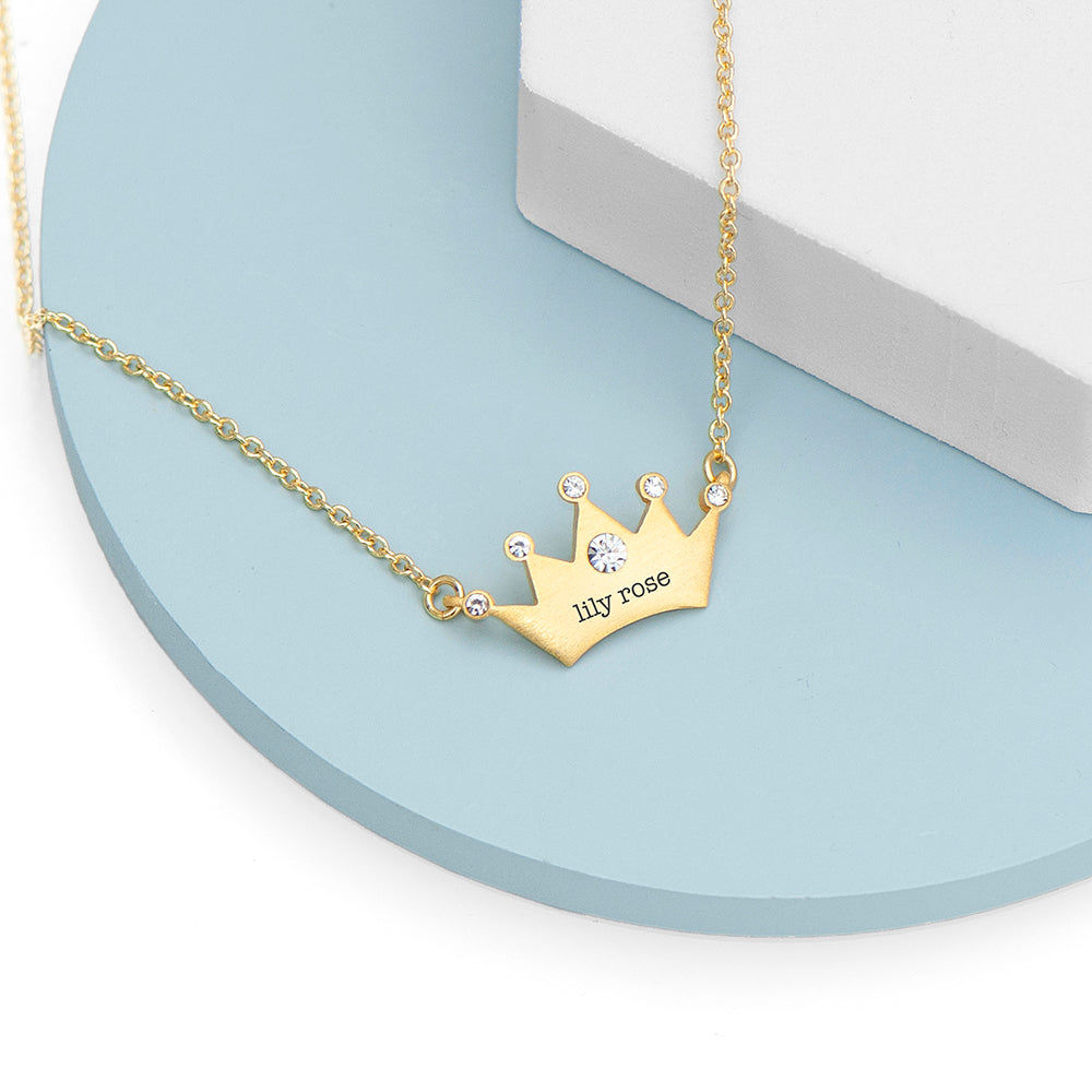 Personalized Princess Crown Necklace  Necklaces Deeply Engraved