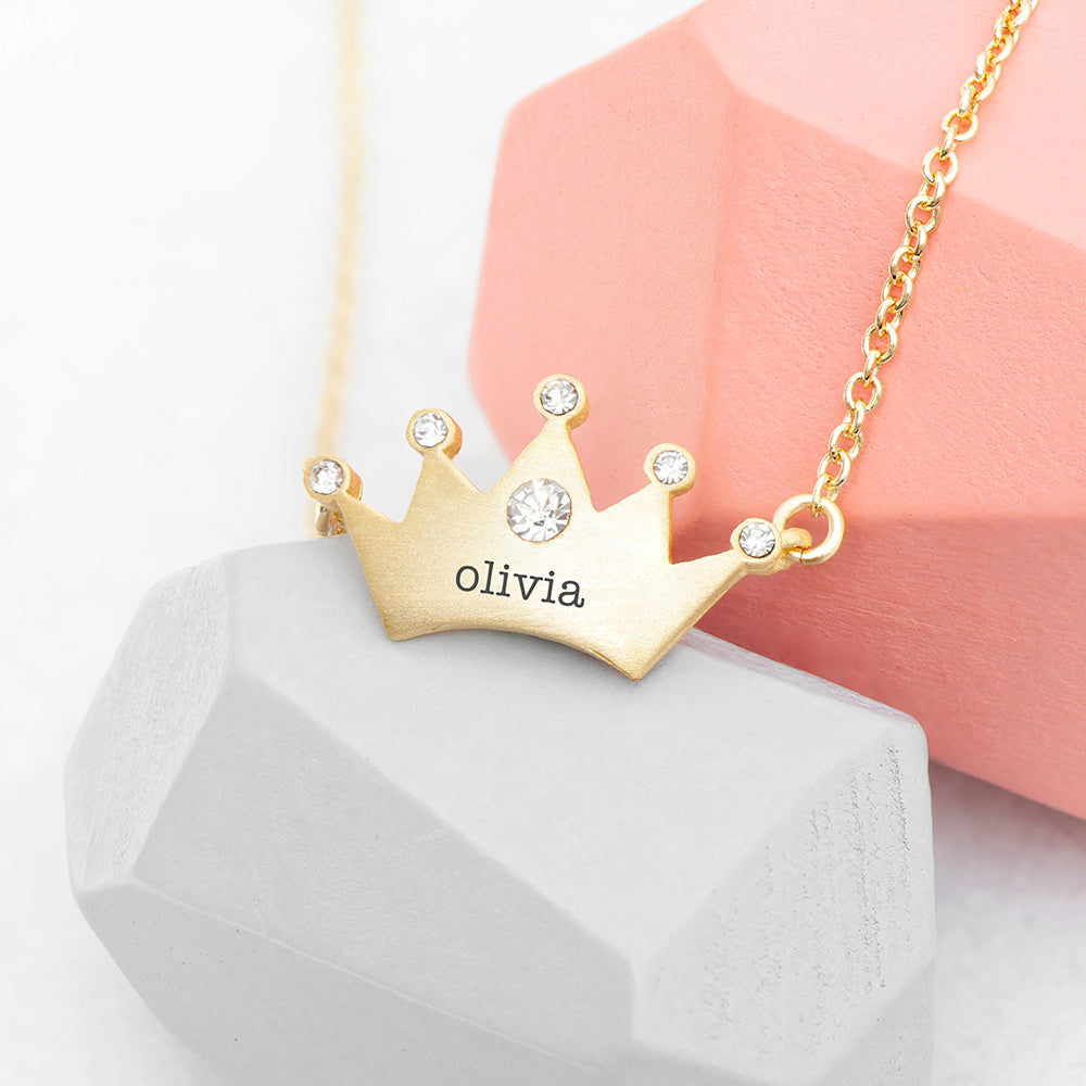 Personalized Princess Crown Necklace  Necklaces Deeply Engraved