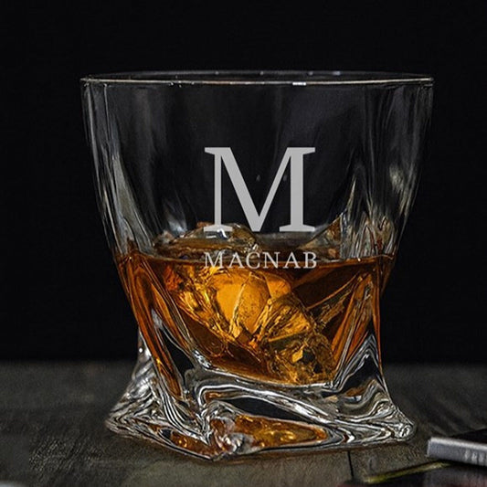 Personalized Quattro Twist Luxury Whiskey Glass  Whiskey Glasses Deeply Engraved