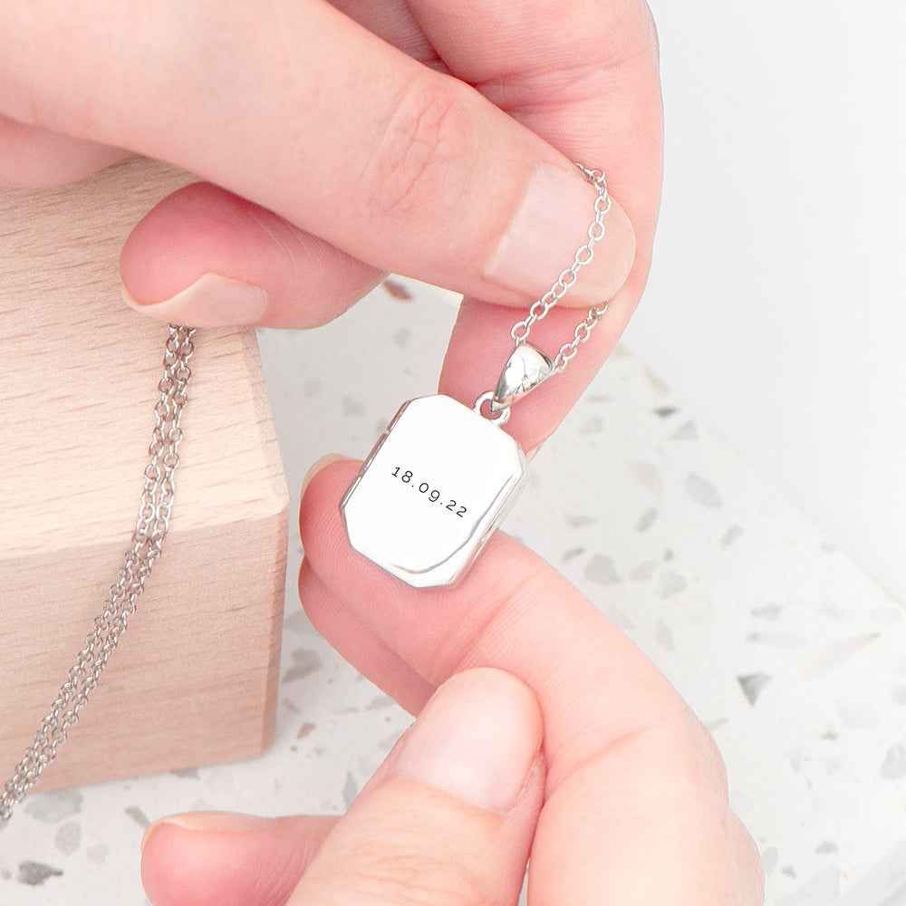 Personalized Rectangular Photo Locket  Necklaces Deeply Engraved