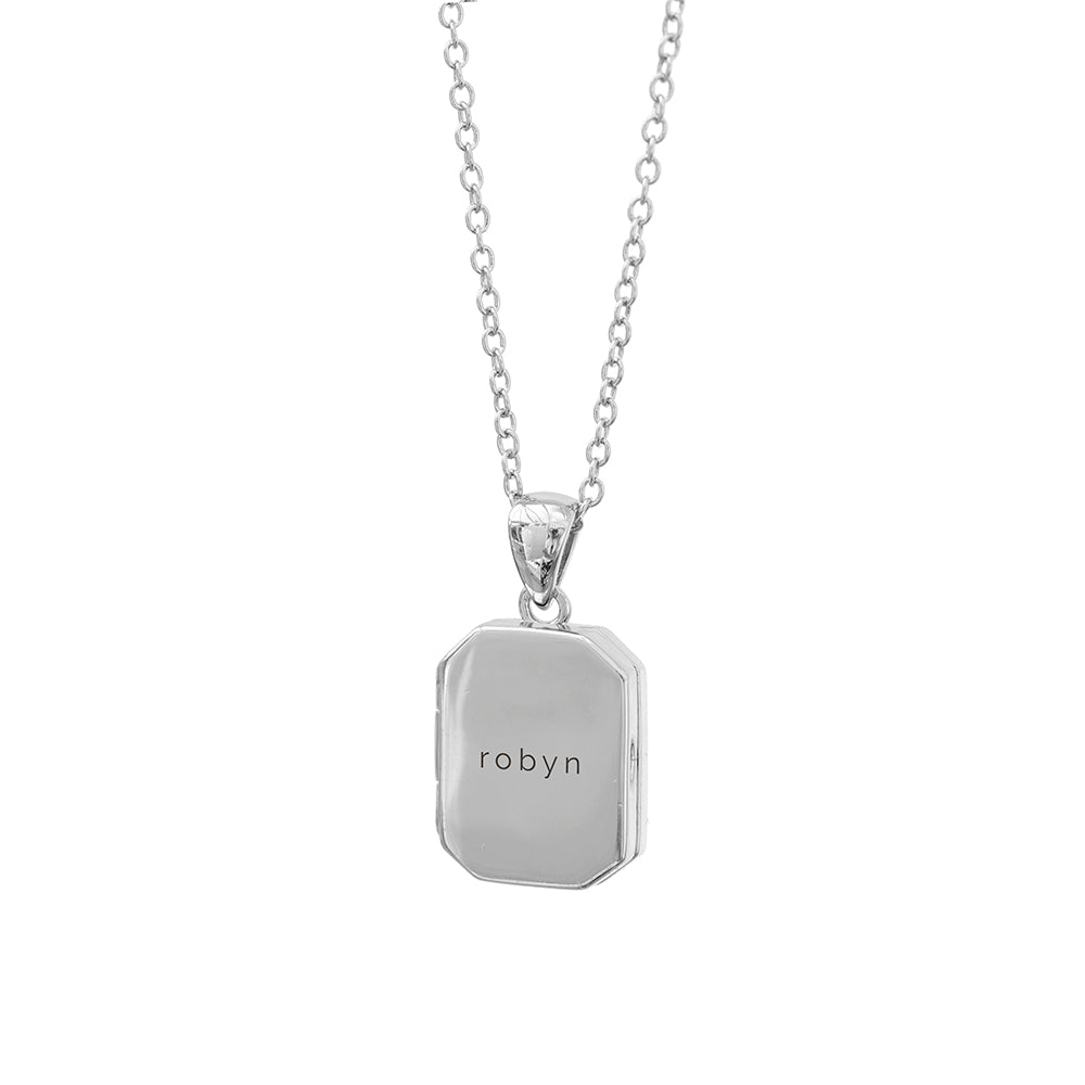 Personalized Rectangular Photo Locket  Necklaces Deeply Engraved