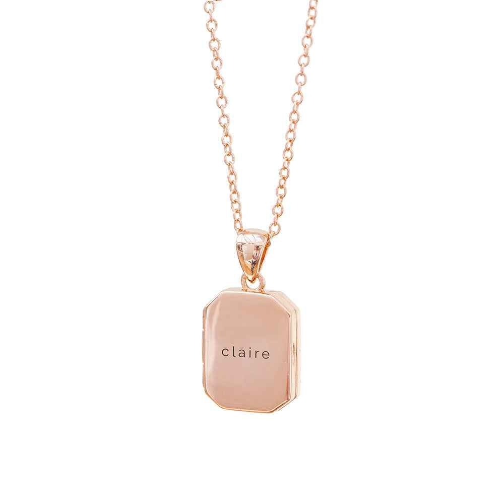 Personalized Rectangular Photo Locket  Necklaces Deeply Engraved