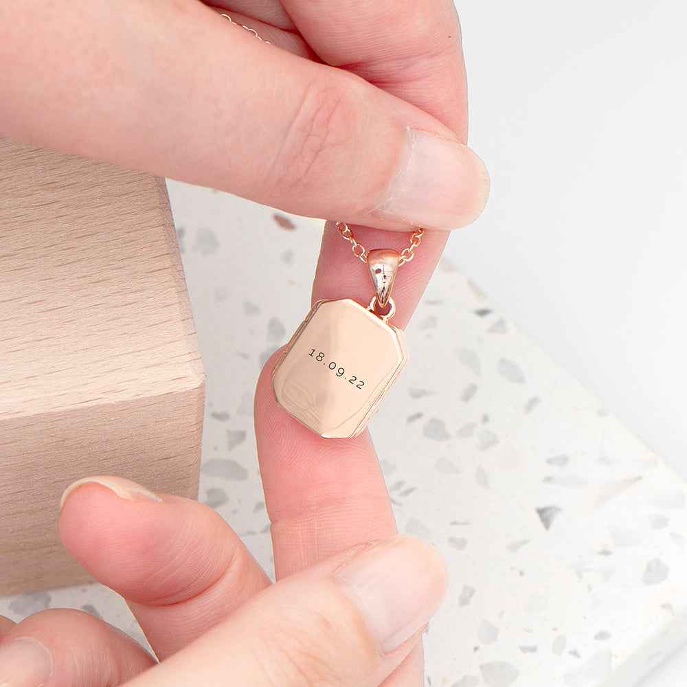 Personalized Rectangular Photo Locket  Necklaces Deeply Engraved