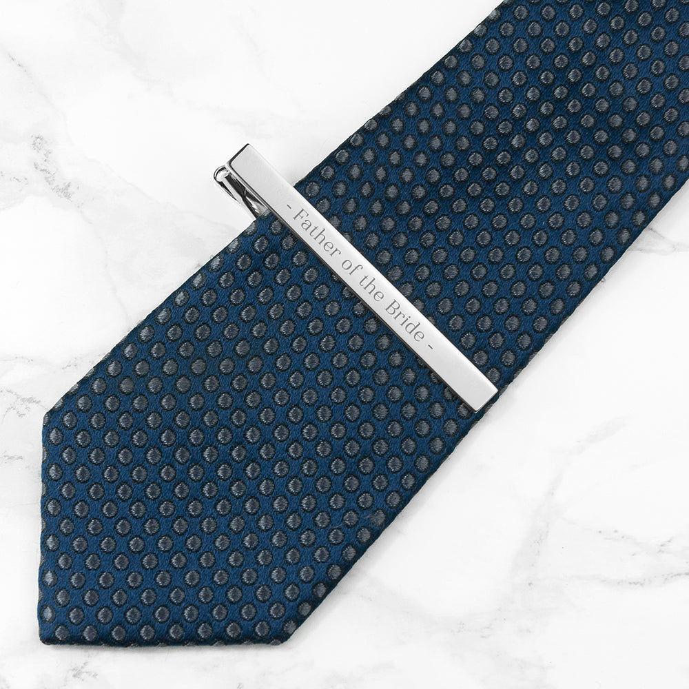 Personalized Rhodium Plated Tie Clip  Tie Clips Deeply Engraved