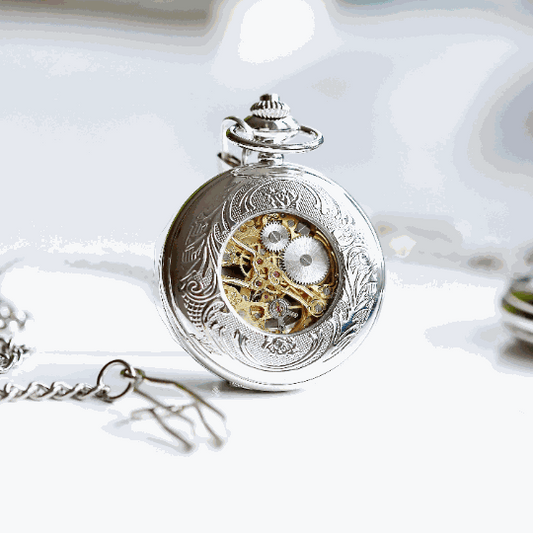 Personalized Roman Skeleton Pocket Watch  Pocket Watches Deeply Engraved
