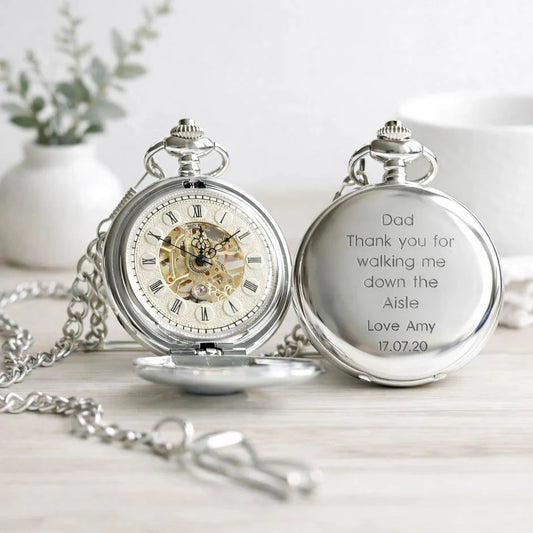Personalized Roman Skeleton Pocket Watch  Pocket Watches Deeply Engraved