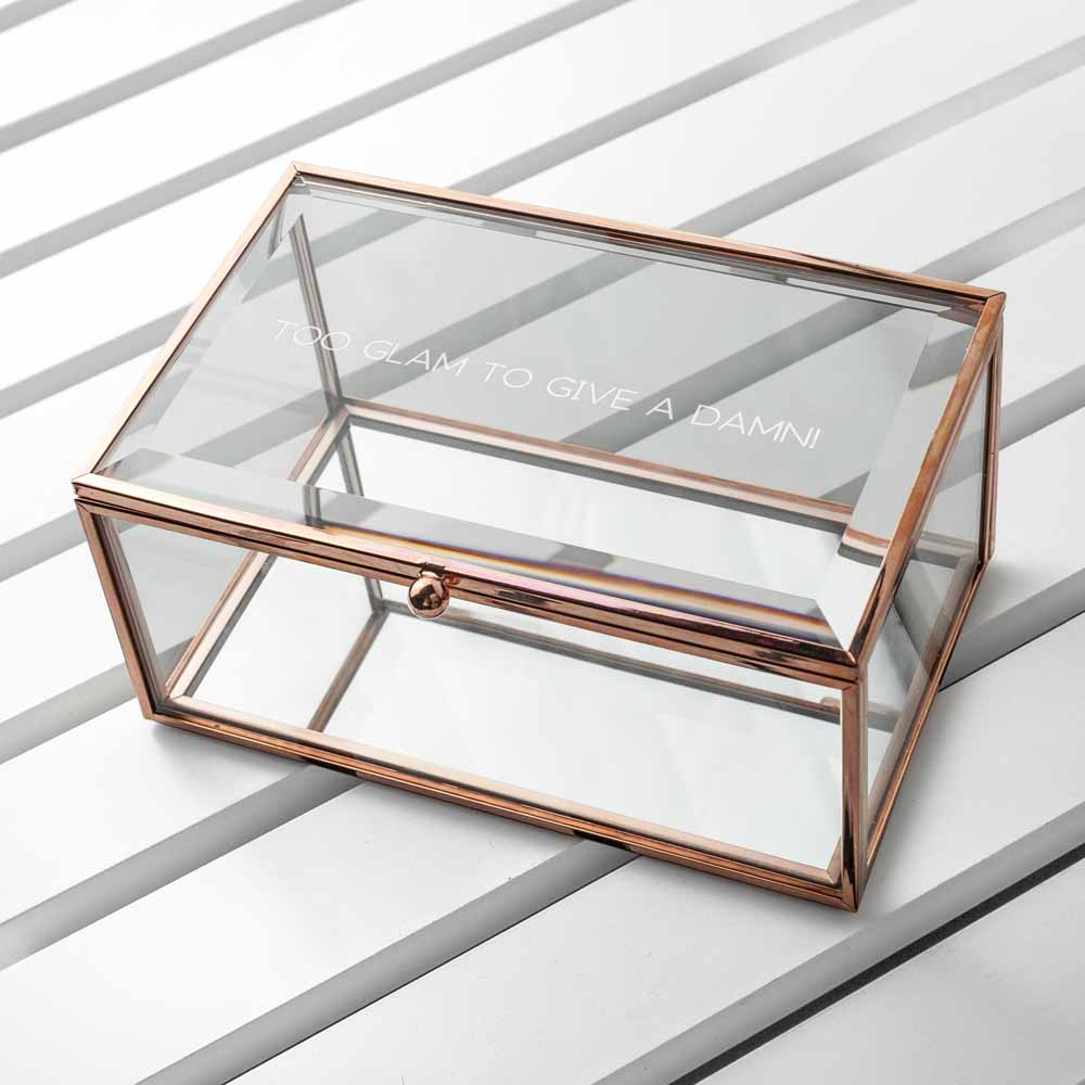 Personalized Rose Gold Glass Jewelry Box  Jewellery Boxes & Storage Deeply Engraved