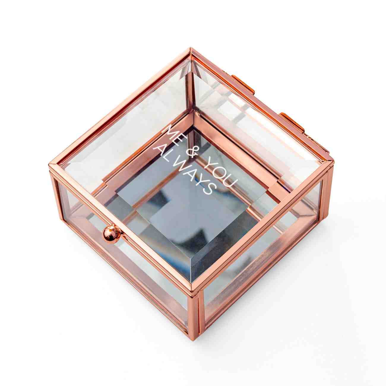 Personalized Rose Gold Glass Jewelry Box  Jewellery Boxes & Storage Deeply Engraved