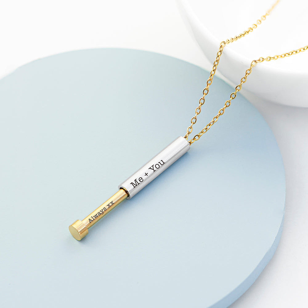 Personalized Round Hidden Message Capsule Necklace  Necklaces Deeply Engraved