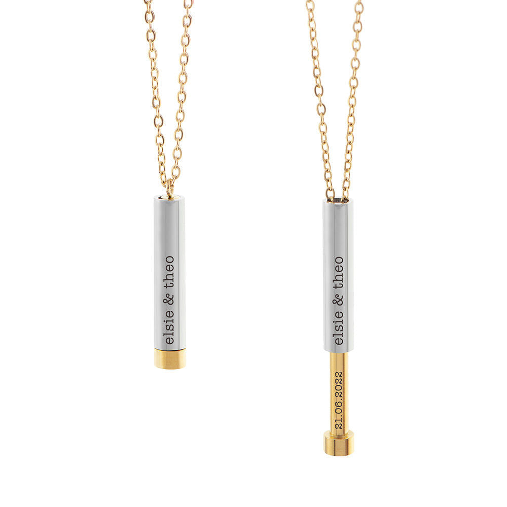 Personalized Round Hidden Message Capsule Necklace  Necklaces Deeply Engraved
