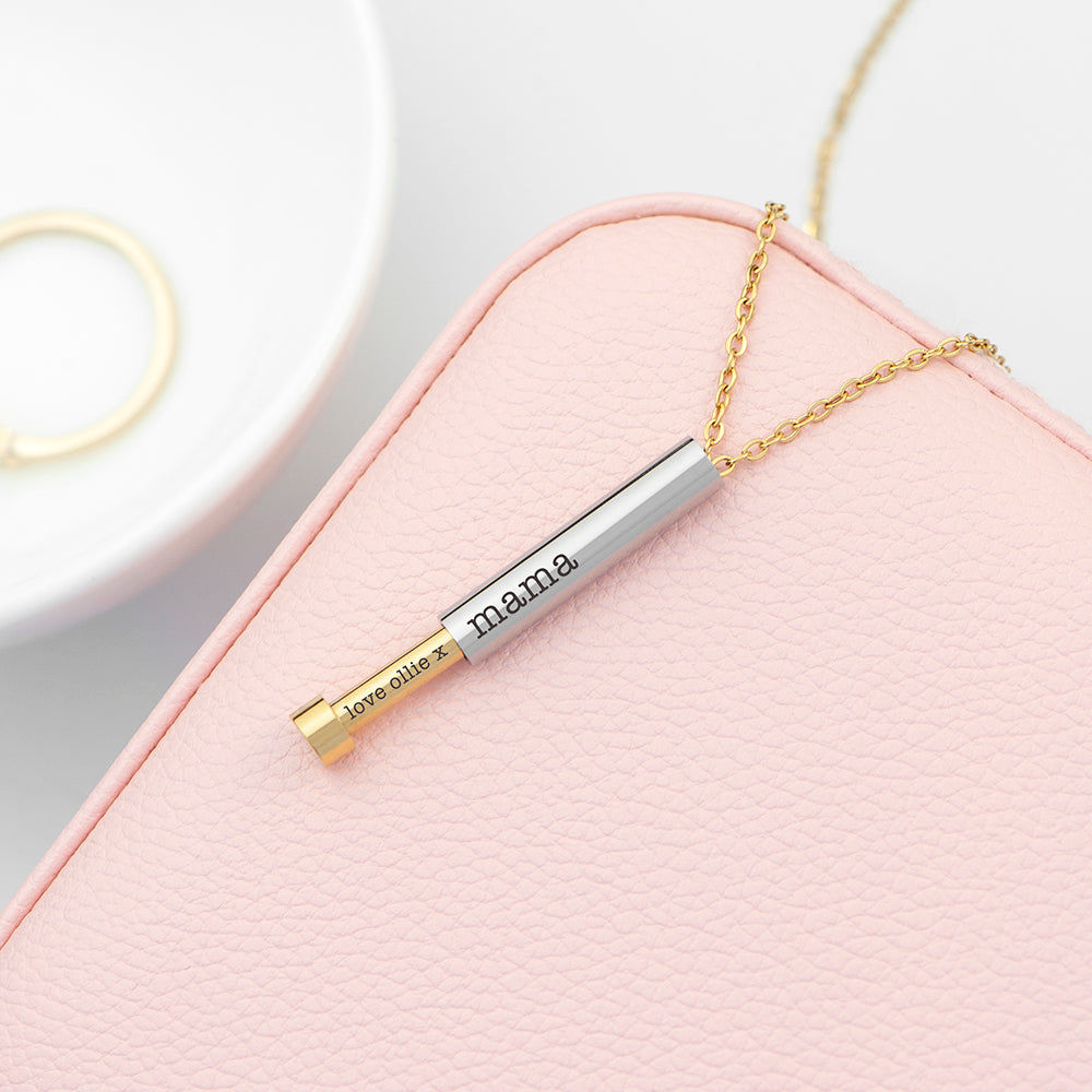 Personalized Round Hidden Message Capsule Necklace  Necklaces Deeply Engraved