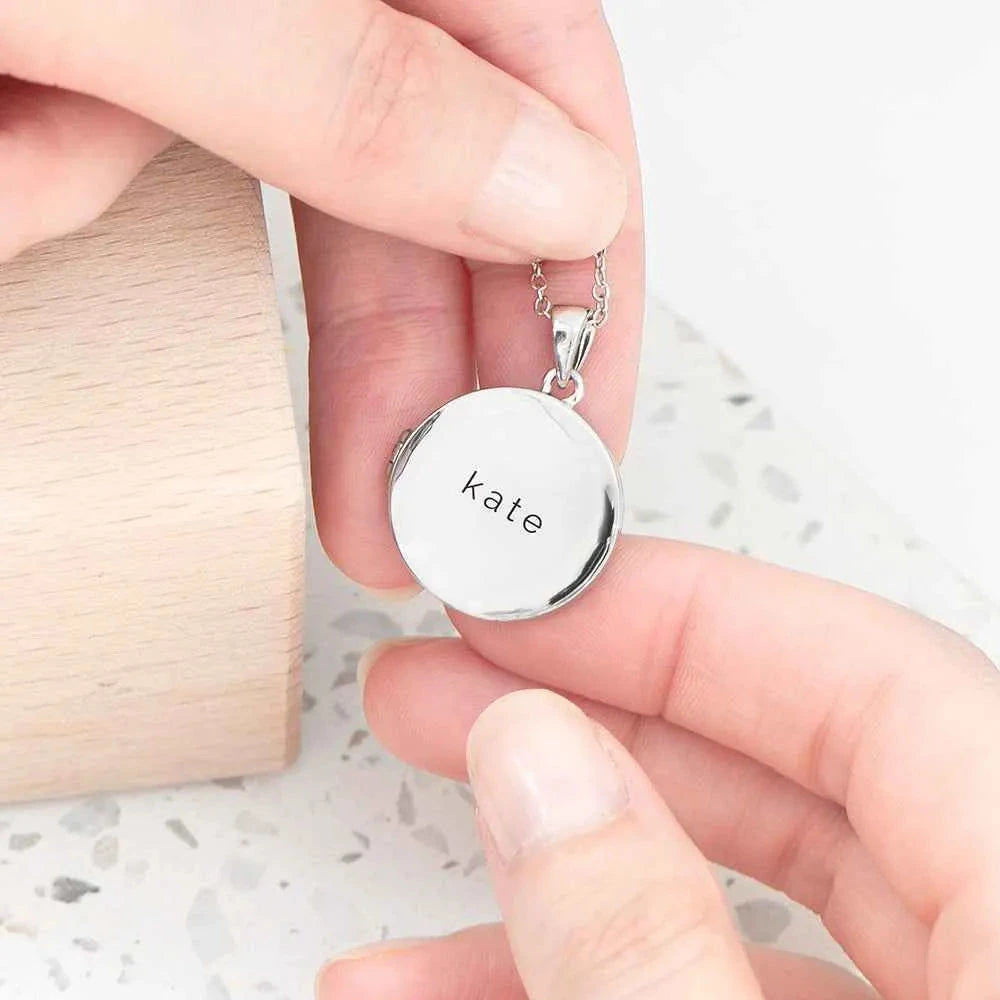 Personalized Round Photo Locket  Necklaces Deeply Engraved