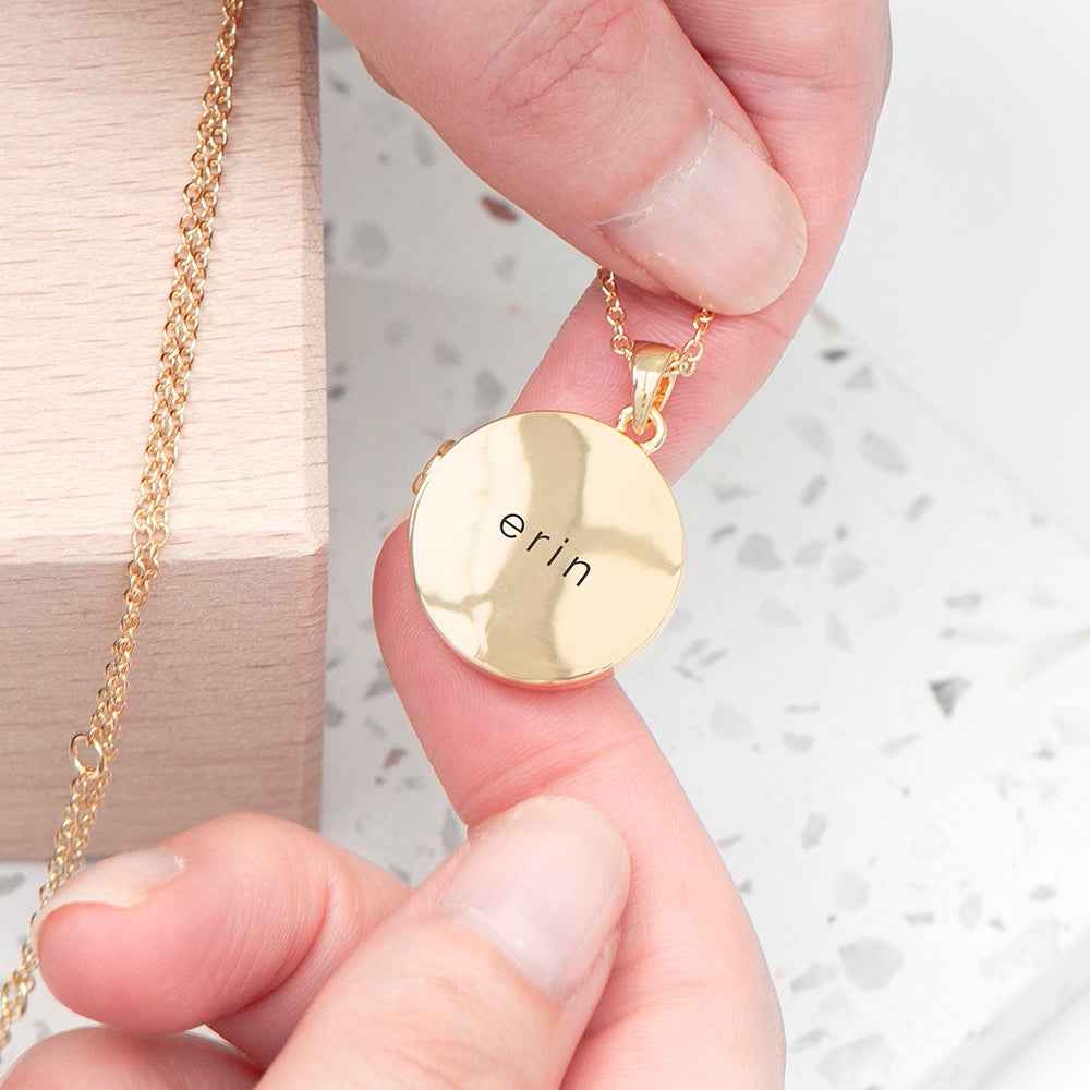 Personalized Round Photo Locket  Necklaces Deeply Engraved