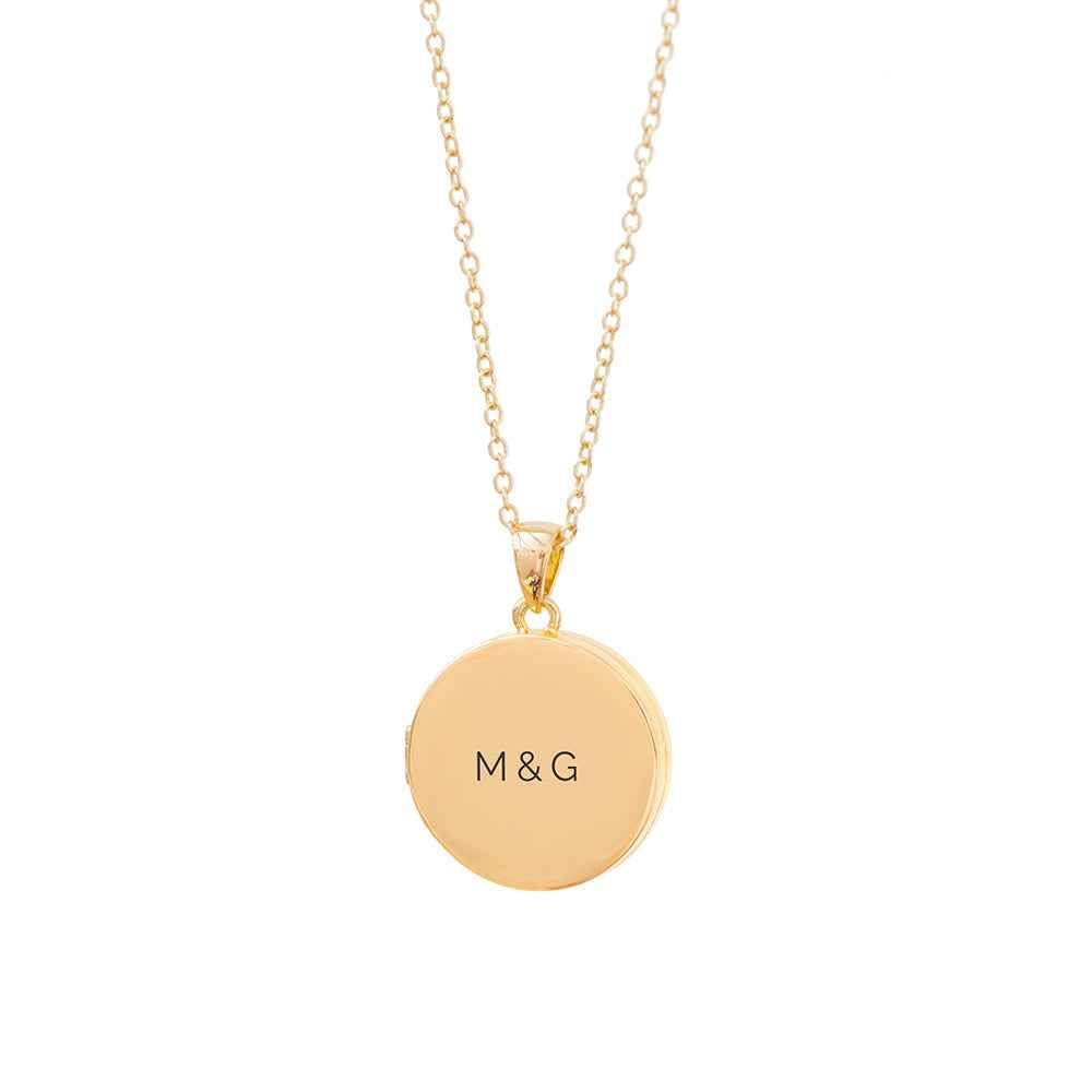 Personalized Round Photo Locket  Necklaces Deeply Engraved