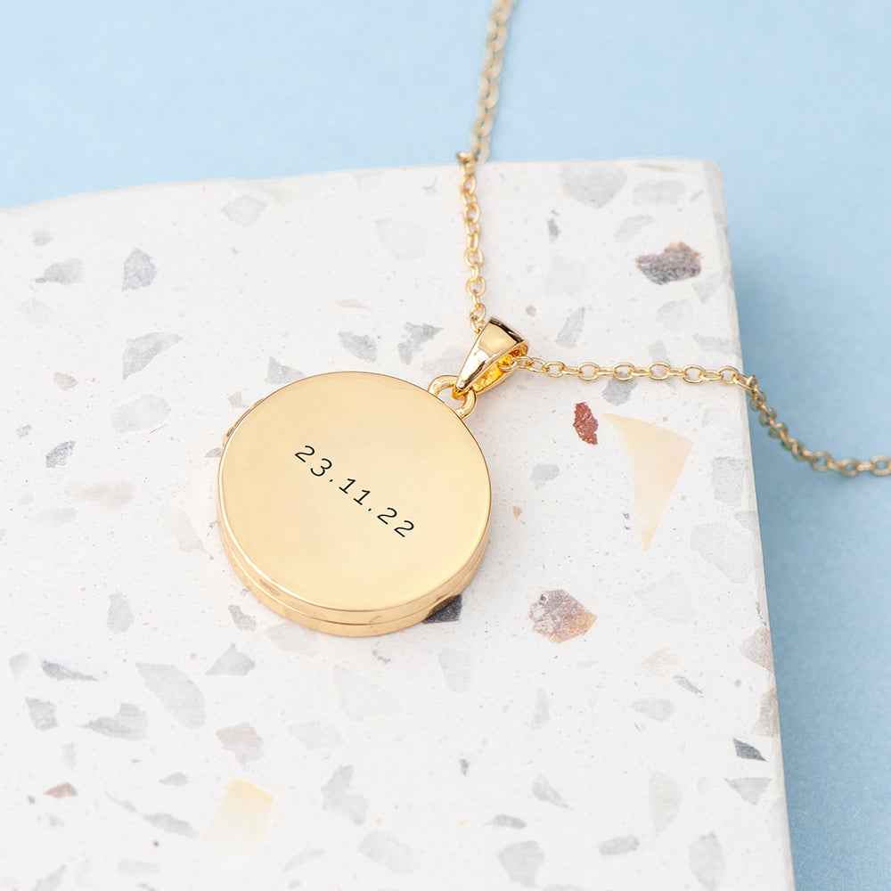 Personalized Round Photo Locket  Necklaces Deeply Engraved