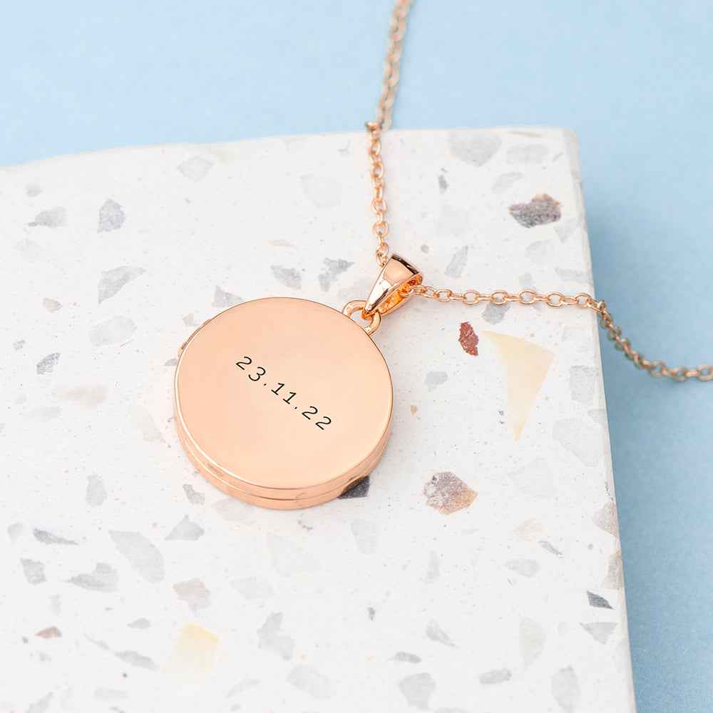 Personalized Round Photo Locket  Necklaces Deeply Engraved
