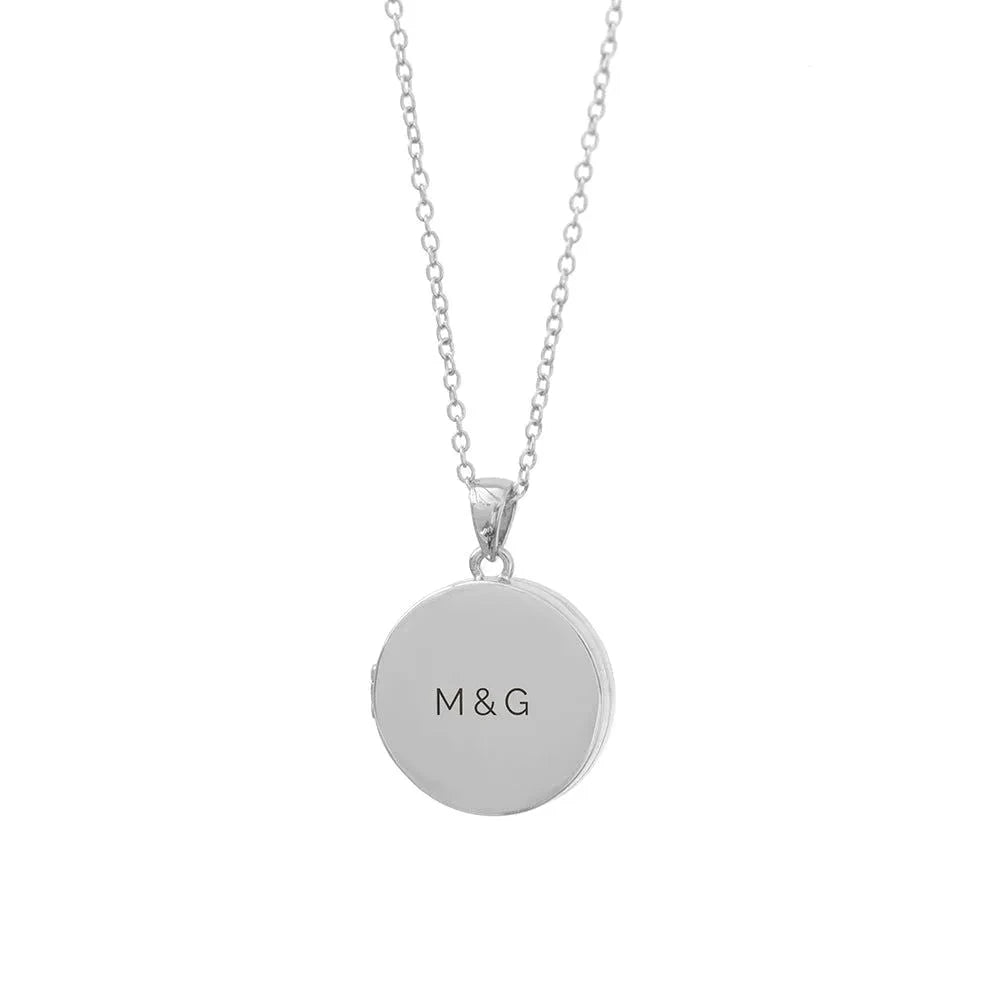Personalized Round Photo Locket  Necklaces Deeply Engraved