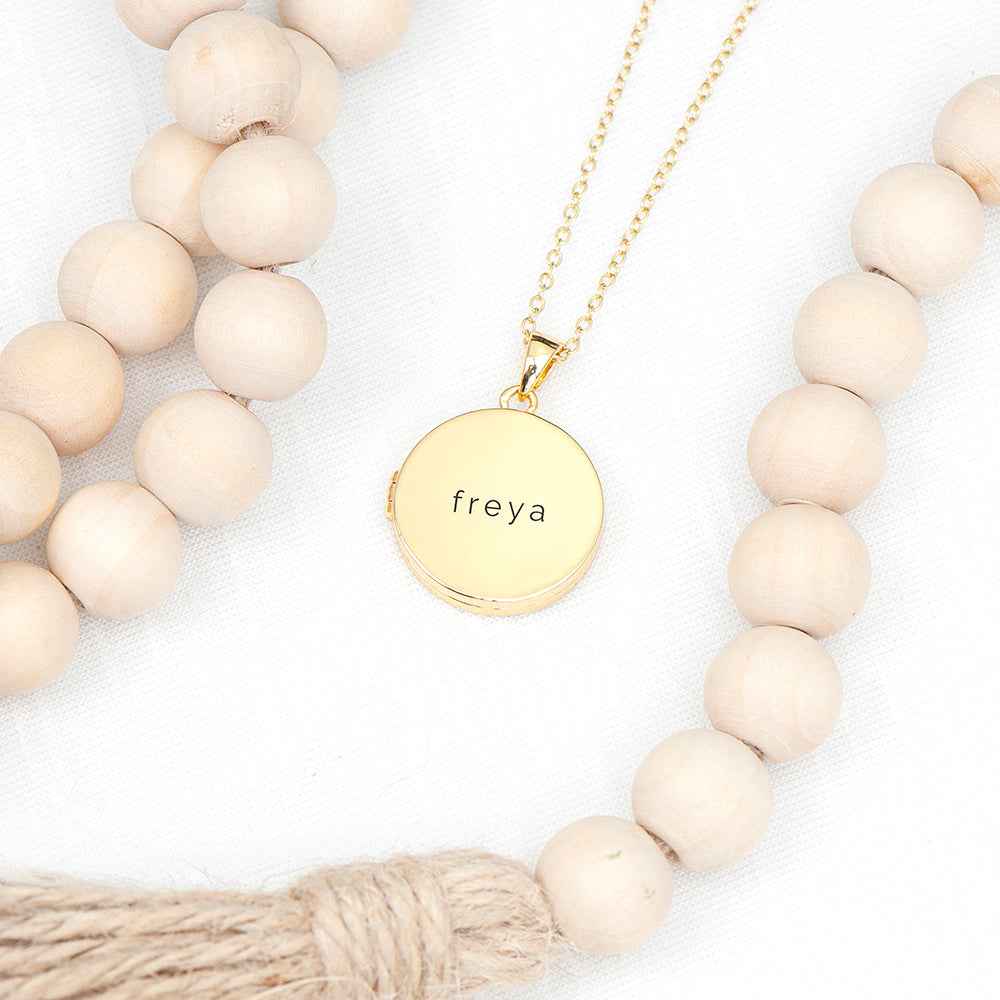 Personalized Round Photo Locket  Necklaces Deeply Engraved
