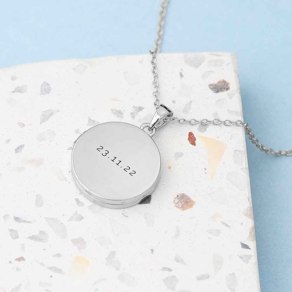 Personalized Round Photo Locket  Necklaces Deeply Engraved