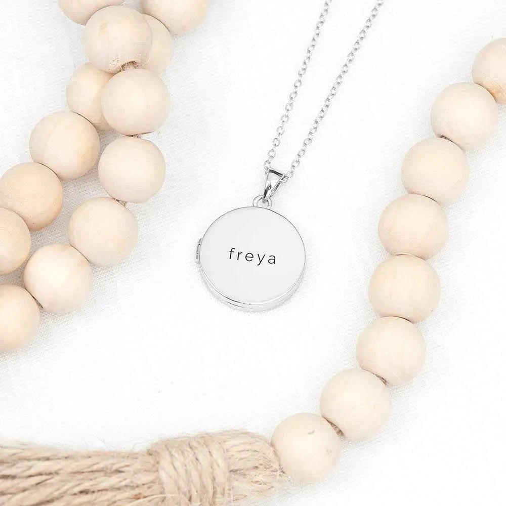 Personalized Round Photo Locket  Necklaces Deeply Engraved